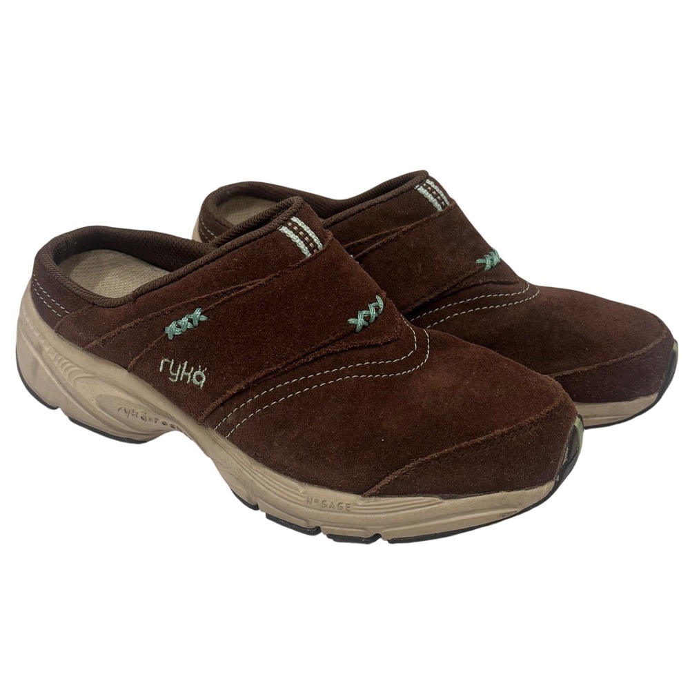 Ryka Women's Brown Suede Slip On Mules Clogs Comfort Shoes Size 6.5